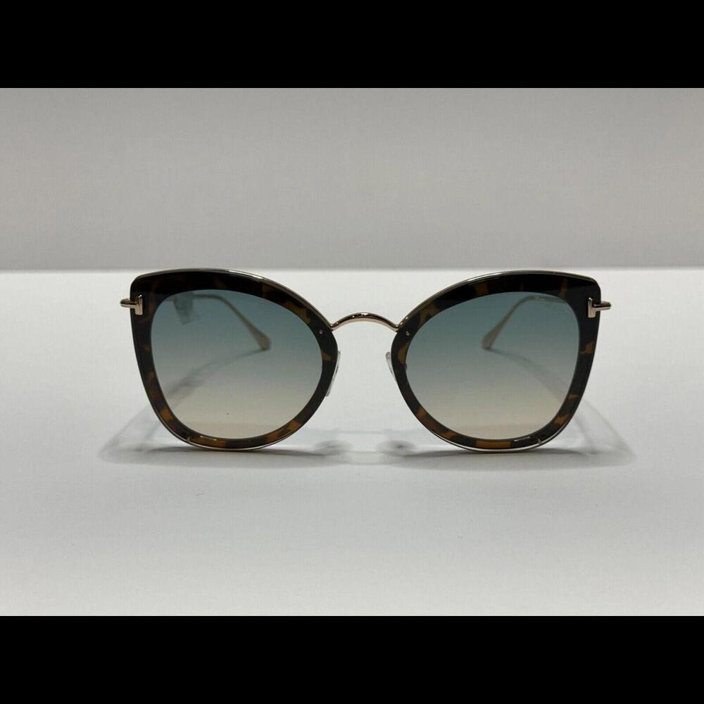 Tom Ford Charlotte FT0657 55X Blue Havana/Blue Light Gold Mirror Sunglasses 57mm
